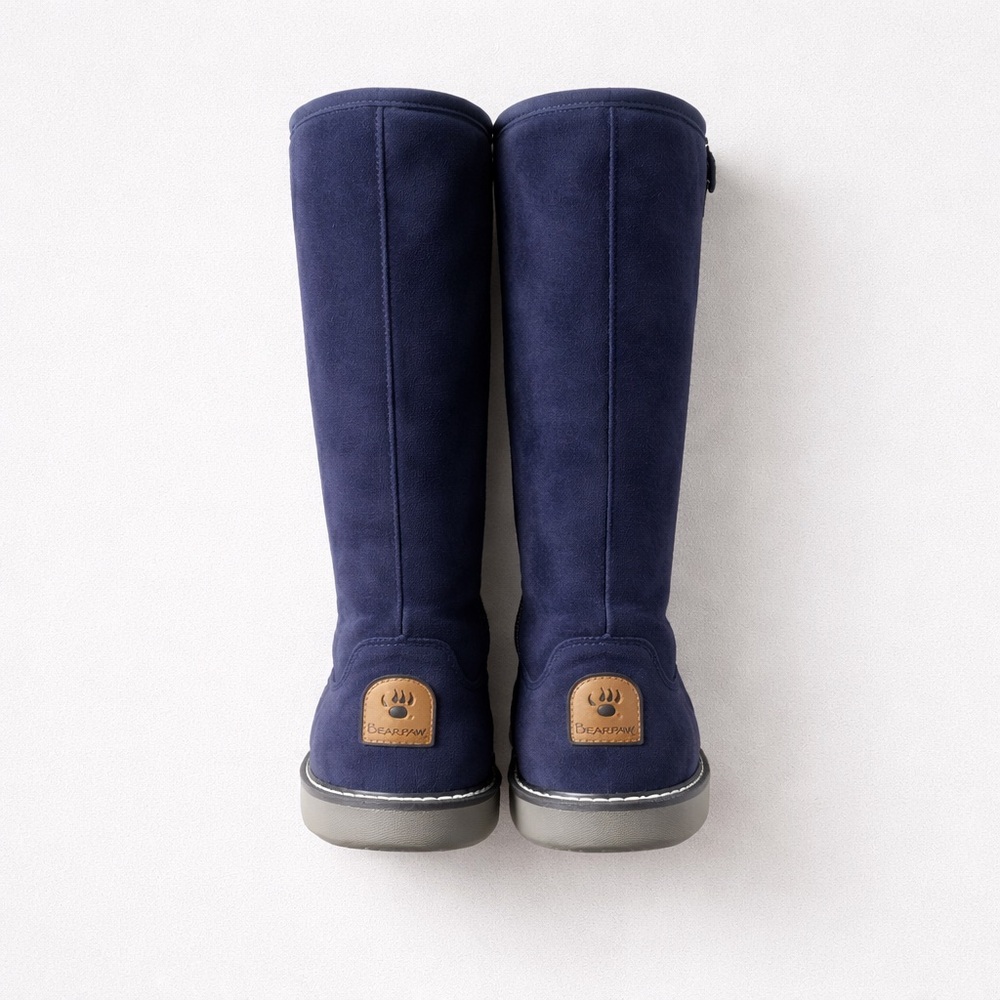 Bearpaw Navy Suede Tall Winter Boots Size 35 EU US 5 Gently Used Excellent Ella